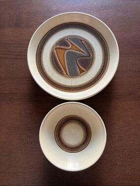 CROWN LYNN - Vintage  “Landscape” D625 Pattern Stoneware Set (8 pieces)